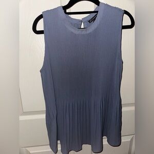 Adrianna Papell  grey blue pleated Sleeveless Blouse L NWT